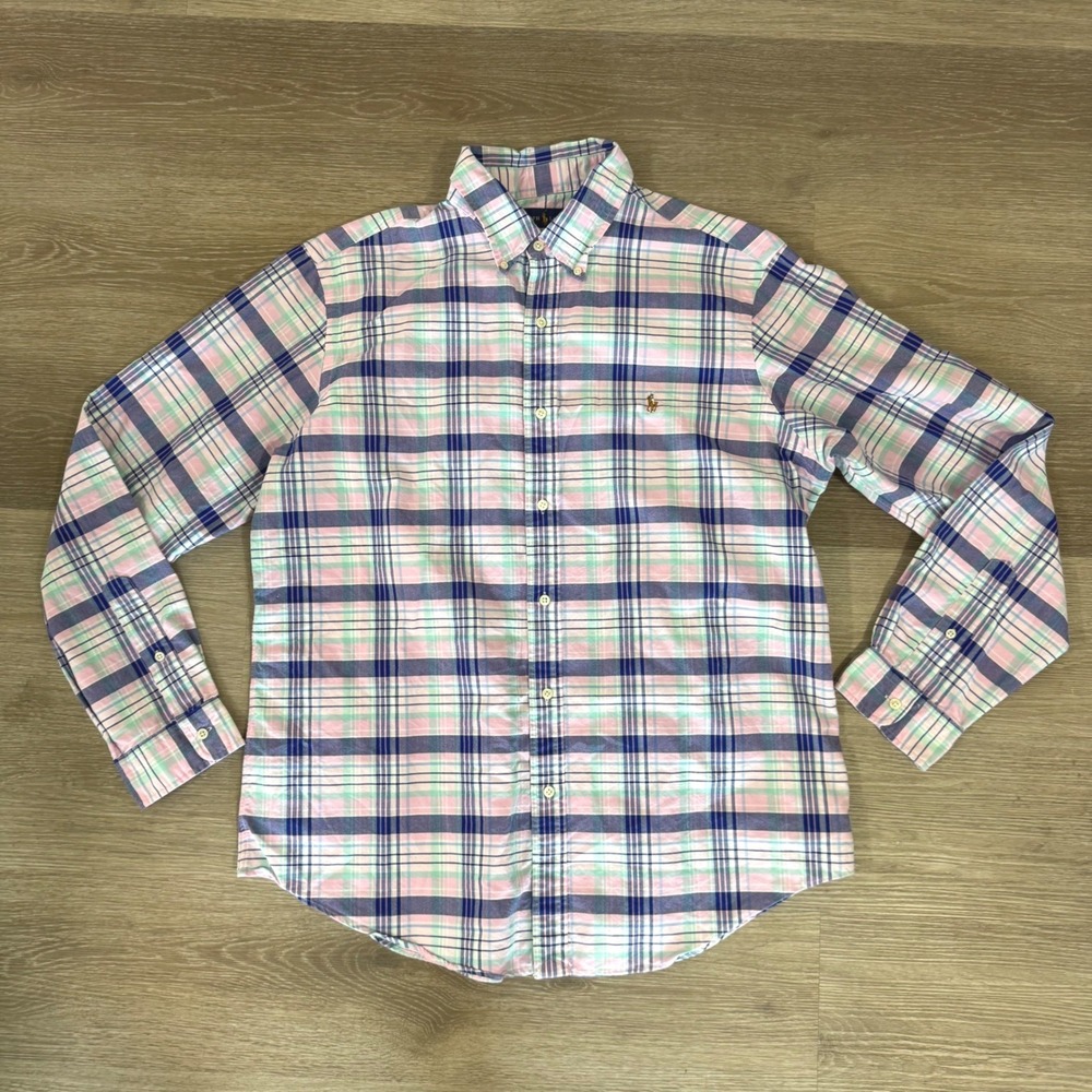 Polo Ralph Lauren Button Down Shirt Mens XL Pink Plaid Classic Fit Cotton L/S